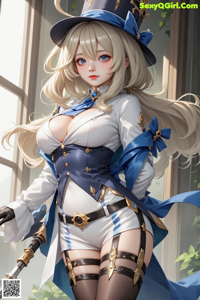 Hentai - Luminous Charm of the Aquatic Enchantress Set.1 20250125 Part 11 No.728118 A woman in a top hat and stockings holding a sword.