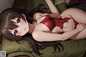 A woman with long black hair sitting on the ground.